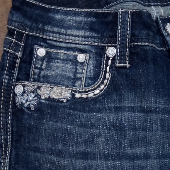 Grace in LA NWT Women's Jeans 27 Embellished Shimmer Fade Boot Cut - Picture 5 of 7